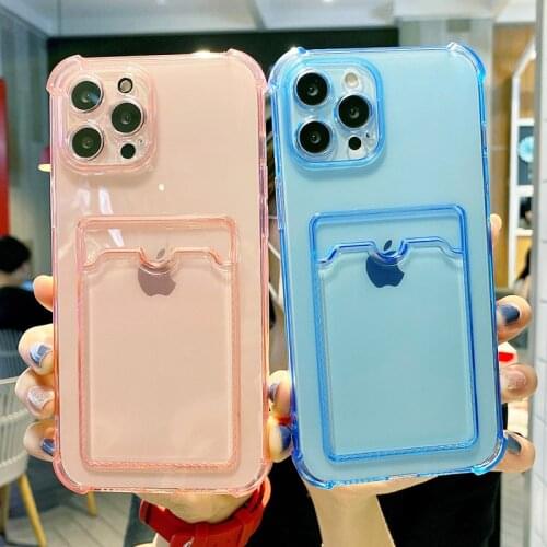 Shockproof Silicone Phone Case For iPhone 12 11 Pro Max Protection Case on iPhone X Xr Xs Max 7 8 Plus Card holder Back Cover