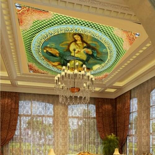 Drop Shipping Photo Wallpaper European Architecture Ceiling World Famous Painting Mural Living Room Hall Decoration Wallpaper