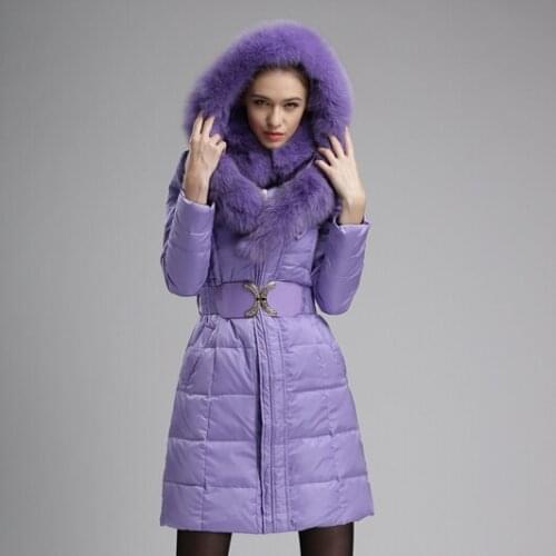 Luxury real fox fur jacket women 2020 new European brand long parka 90% duck down plus size S-3XL jackets and coats S3459