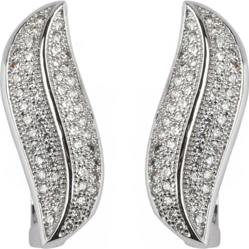 SHUNXUNZE Luxury Shinning Engagement Wedding christmas Earrings for women dropshipping White Cubic Zirconia Rhodium Plated R3165