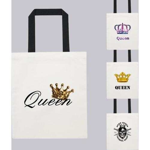 Bags for Women Harajuku Reusable Shoulder Shopper Bags Large Capacity Handbags Queen Crown Pattern Print Series Shopping Bags