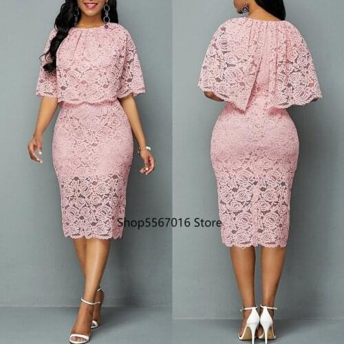African Lace Dresses For Women Fashion New Africa Sexy Wedding Outfit 4XL 5XL Plus Size Maxi Dress Dashiki Ankara Pink Robe