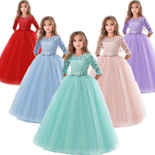 Girls Evening Party Dress 2019 Kids Dresses For Girls Children Costume Elegant Princess Dress Flower Girls Wedding Dress 6 14 Y