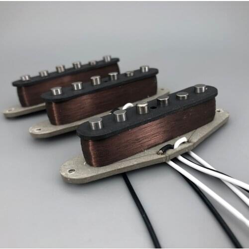 Vintage V70 SSS Handwound Alnico 5 Guitar Pickups Grey Bottom Plate 42 Plain Enamel Wires
