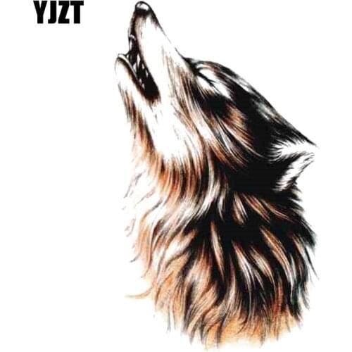 YJZT 7.9CM*13.4CM Hand Drawn Animal Wolf PVC Motorcycle Car Sticker 11-00480