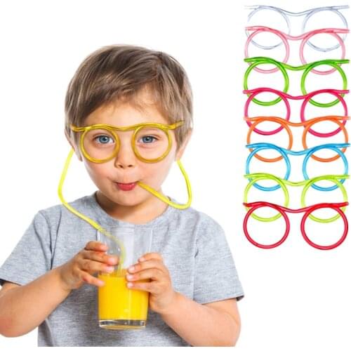 Funny Soft Glasses Straw Unique Flexible Drinking Tube Kids Party Accessories Crazy Diy Straws for Birthday Party Supplies