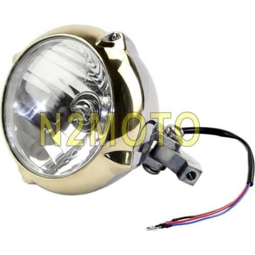 Bates Brass Headlight Retro Vintage H4 Head Light for Harley Bobber Chopper Cafe Racer