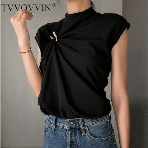 Korea Women T Shirt Patchwork Irregular Black White Tshirt Asymmetry Vintage Casual White Black T Shirt Women 2020 Fashion IKS5