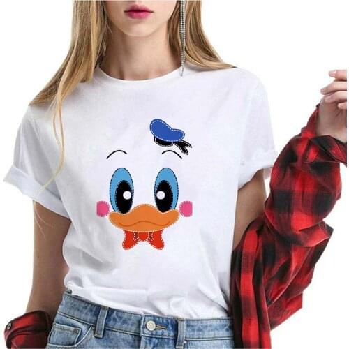 Donald Duck Women T Shirt Summer Short Sleeves Casual White O-neck Tshirts Daisy Duck Couple Family Outfits T-shirts Tee Tops