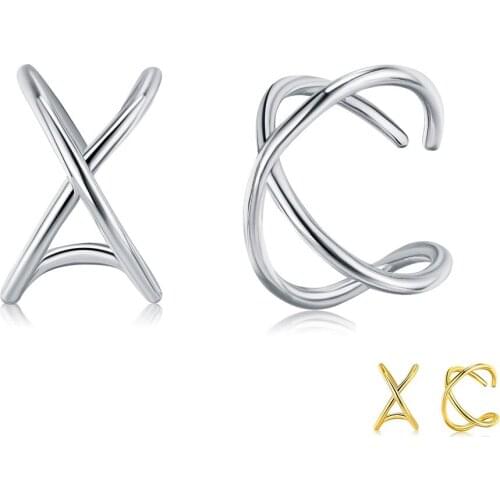 SILVERHOO 925 Sterling Silver Clip Earrings For Women Gold Helix Rock Punk Earring Female Anniversary Simple Fashion Jewelry