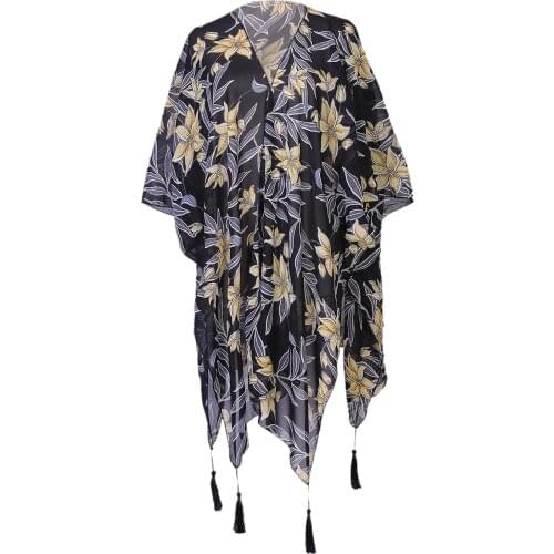 Lady Floral Coat Sun Protection Cardigan Cape Chiffon Top Beach Cover Up New