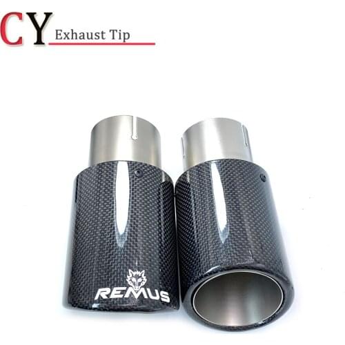 1PCS Car Exhaust Tail Pipe Curly Glossy Carbon Fiber Stainless Steel Muffler Tip For BMW Honda Volvo