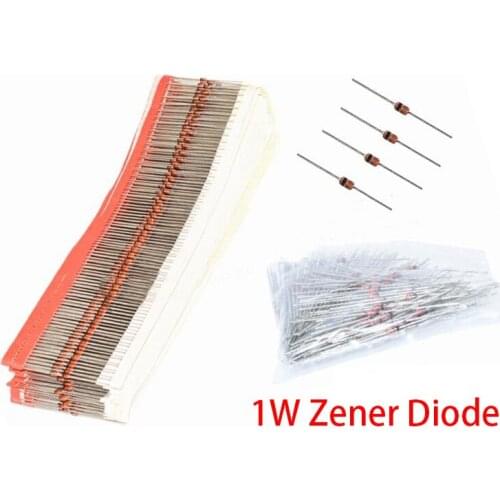 100pcs 1W Zener Diode DO-41 3V 3V3 3V6 3V9 4V3 4V7 5V1 5V6 6V2 6V8 7V5 8V2 9V1 10V 11V 12V 13V 15V 1N4733A 1N4742A 1N4728A