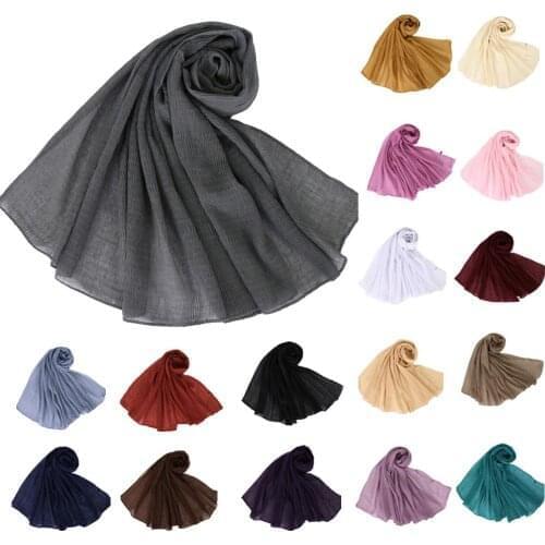 18 Colors Solid Voile Scarf Fashion Women Long Maxi Scarves Muslim Hijab Head Wrap Shawl Islamic Headscarf Stoles 180cm x 90cm