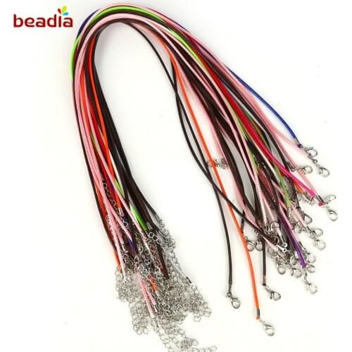 5 Pcs 1.5-2 mm Waxed Cords Chains Necklace Bracelet Pendant Charms With Lobster Clasp DIY Jewelry Findings Clothing Accessories