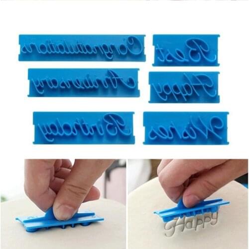 6Pcs/set Cake Baking Molds Tools Alphabet Letter Words Cookie Press Stamp Embosser Cutter Fondant Mould Cake Decoration Tools