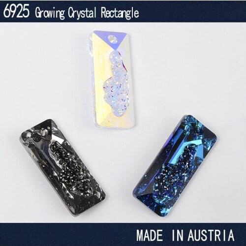 6925 Growing Crystal Rectangle Pendant 100% Original Crystal from Austria Oval Beads Rhinestone DIY Pendant Jewelry Making