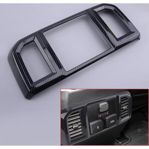 Car Rear Air Condition Outlet Vent Cover Trim Decoration Bezel Carbon Fiber Style ABS Fit for Ford F150 2016 2017 2018 2019 2020