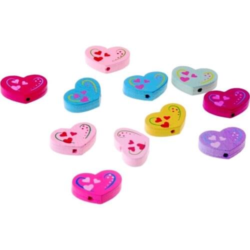 Free Shipping 50pcs Wooden Beads Lovely Heart Styles Spacer Beading Wood Beads Toys For Baby DIY Crafts Kids Toys 20x14mm
