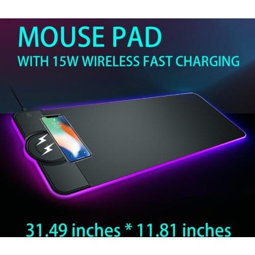 LED Light Mouse Pad Wireless Charger for iPhone Huawe Gaming Accessories Desk Mat Gaming Mouse Pad Computer Keyboard Non-slip D4