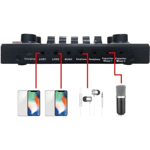 V9 Bluetooth Sound Card USB Headset Microphone Webcast Live Streaming Sound Card