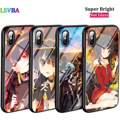 Black Cover Konosuba Megumin for iPhone 11 11Pro X XR XS Max for iPhone 8 7 6 6S Plus 5S 5 SE Glossy Phone Case