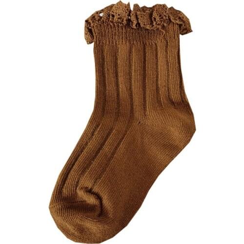 Children Kid Girls Solid Ribbed Cotton Ruffle Socks Baby Toddler Soft Warm Autumn Winter Princess Soft Socks 1-8Y