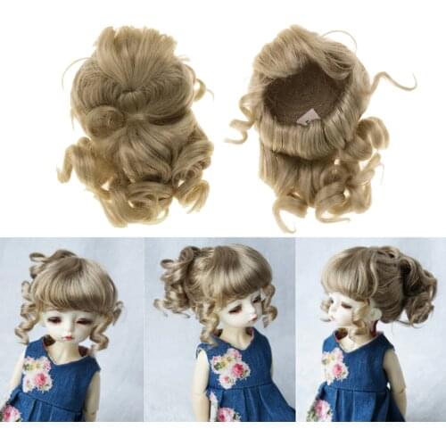 Long Curly Ponytail Wig Gold Hair for 1/6 BJD Dollffie MSD SD Dolls Hairpiece DIY Making Repair Accessory