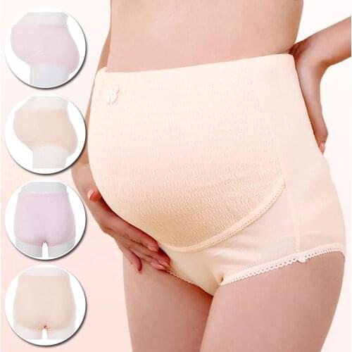 Breathable Cotton Adjustable Maternity Underwear High Waist Belly Support Pregnant Women Underwear Solid Pattern Panties