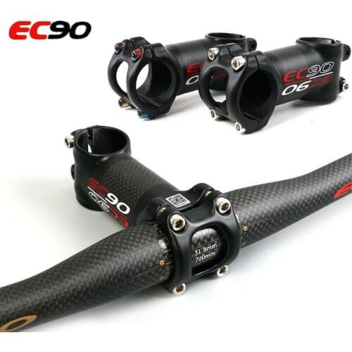 EC90 MTB 31.8mm Carbon HandleBar Flat Mountain Bike Handlebars 6/17 Degree 90MM Road Bicycle Bar Stem Cycling Accessories