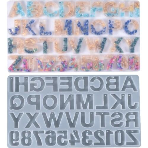 Resin Letter Mold 0-9 Number Crystal Epoxy Silicone Molds for Earring Pendant Creative Keychain Resin Mold Resin Craft Supplies