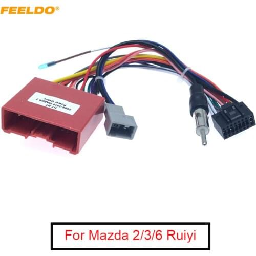 FEELDO 10Pcs Car Navi Radio 16PIN Adaptor Power Cable For Mazda 2/3/6 Ruiyi Audio Stereo 16Pin Wiring Harness #AM4239
