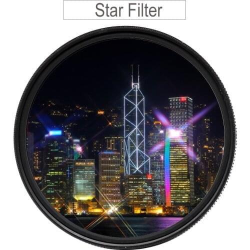 Star Filter 37 40.5 43 46 49 52 55 58 62mm 67mm 72mm 77mm 82 6-Point Star & Streak Effects Filter for Canon Nikon Sony Fujifilm