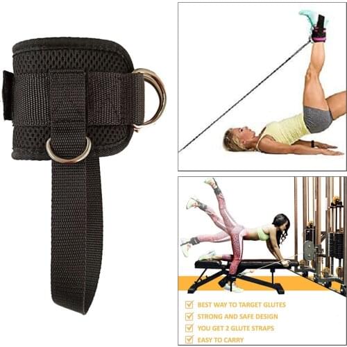 Ankle Strap Padded Fitness D-Ring Training Machines Leg Butt Cuffs Exercises Sport Gym Workout Weights Cable