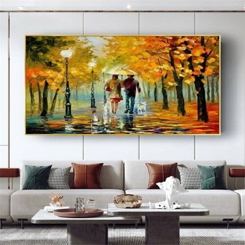 Modern Knife Oil Painting On Canvas Abstract Park Landscape Art Pictures Set Handmade Home Wall Decorative Gift For Living Room