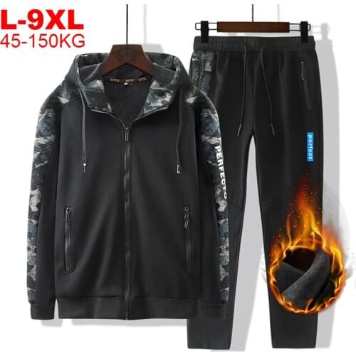 Oversized 8xl 9xl Sportswear Men Set Warm Thick Hooded Jacket+pants 2pc Sets Cashmere Hoodies Zipper Mens Tracksuits Sports Suit
