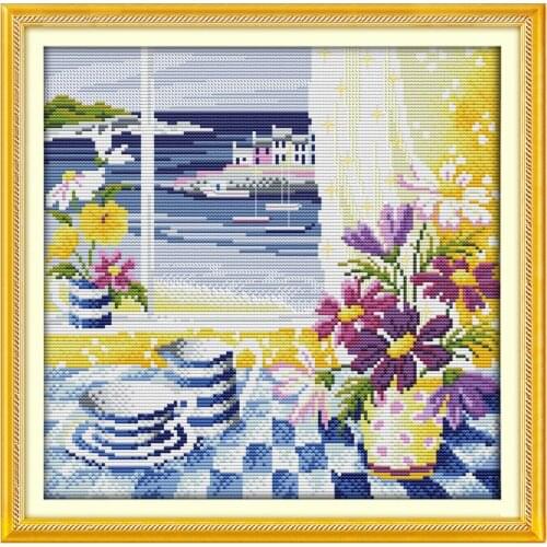 Landscape out of the window counted 11CT 14CT DIY kits wholesale Chinese Cross Stitch embroidery needlework Sets home decor