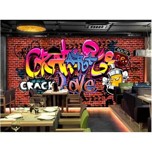 Custom mural on the wall 3d wallpaper Retro brick wall trend street graffiti KTV bar home decor photo wallpaper for living room