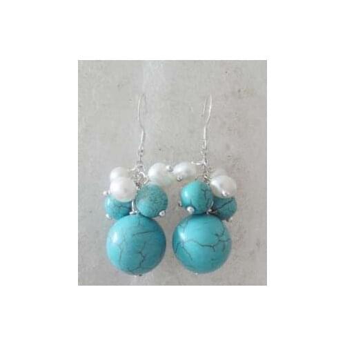 New Favorite Real Pearl Earrings Blue Turquoise White Genuine Freshwater Pearl S925 Silver Dangle Earring Fine Lady Gift