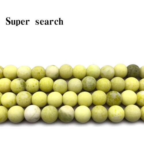 Wholesale Froste Natural Round Beads Dumb light yellow Stone Loose Beads For Jewelry Making 15" Pick Size 4 6 8 10 12mm Bracelet