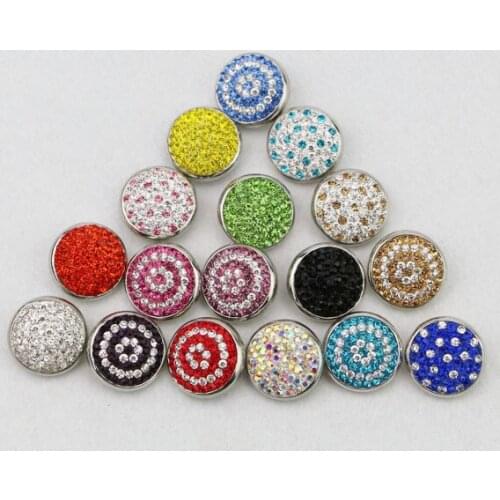 Factory Wholesale 50pcs Mix 16colors !! Metal Rhinestone Snap Button Charm 20mm Diy Diy Snap Button Jewelry Free ePacket Ship