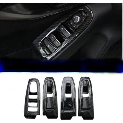 Carbin fiber/ABS interior door window lift button switch panel cover trim 4pcs for Subaru XV 2018 2019