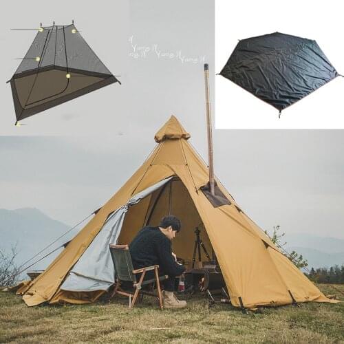 Pyramid Tent Indian Shelter Anti-Rainstorm Outdoor Camping Tent Yurt Camp Tent with Chimney Mouth Include Inner Tent&Bottom Mat