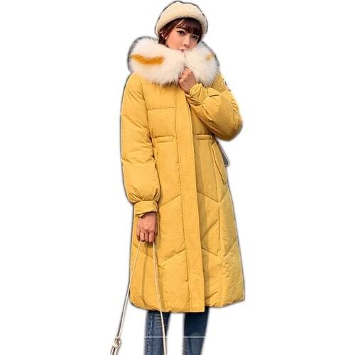 Plus size 3XL Winter Jacket 2019 New Women Down Cotton Overcoat Thick Warm Coat Elegant Slim Hooded Fur collar Jacket Female