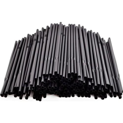 Bar supplies 210*6MM Black PP Coffee Juice Cocktail disposable Drink Straw decoration Party Decoration 400pcs/bag