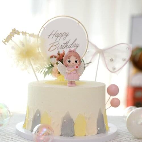 Princess Prince Angel Happy Birthday Decoration Home Dinner Baking Cupcake Cake Topper Cake Flags Event Pary Supplies Love Gift