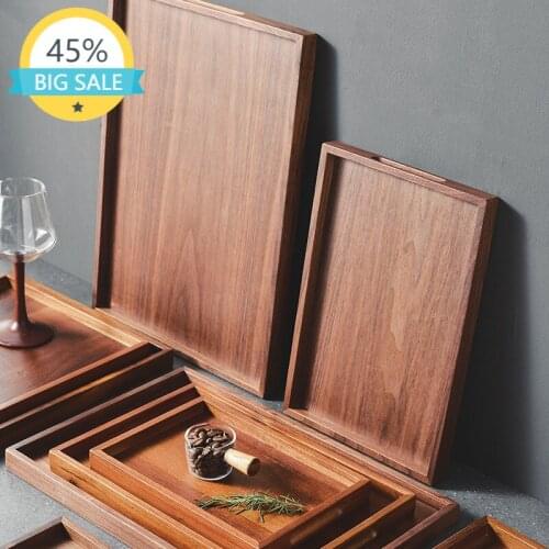 Serving Tray Wood Serving Tray with Handles Wood Serving Tray Set for Coffee,Food,Breakfast,Dinner