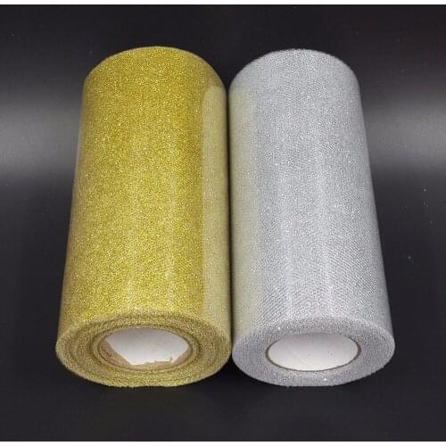 GOLD SILVER Glitter Tulle Roll 6"x25yd Tutu Wedding Gift Bow carft wedding Deco 24 colours available