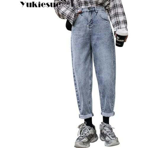 4 color mom jeans woman elastic waist high wais plus size denim Pants boyfriend jeans for women Washed Cotton 2020 fashion new