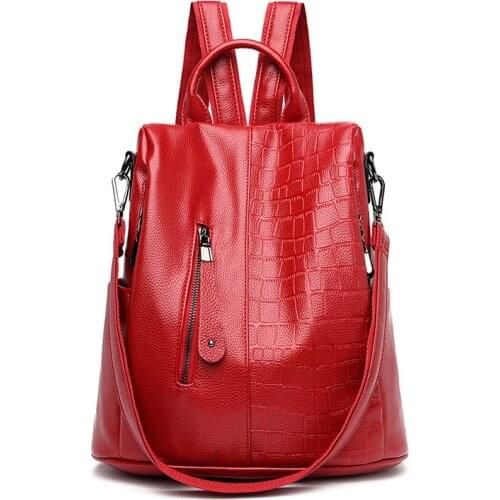 Anti-theft women Backpacks 2021 Waterproof School Bags For Girls Crocodile Female Shoulder Bag Multifunction Travel Backpack